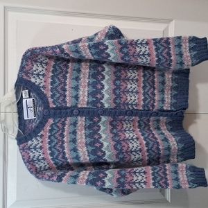 Vintage Accordeon mohair blend crew neck button-down cardigan sweater - M